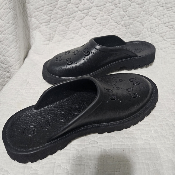 Gucci GG Black Rubber Mens Slip On Sandals/Crocs/Slide US 10.5/11 EU 44 UK 10 - Picture 13 of 15